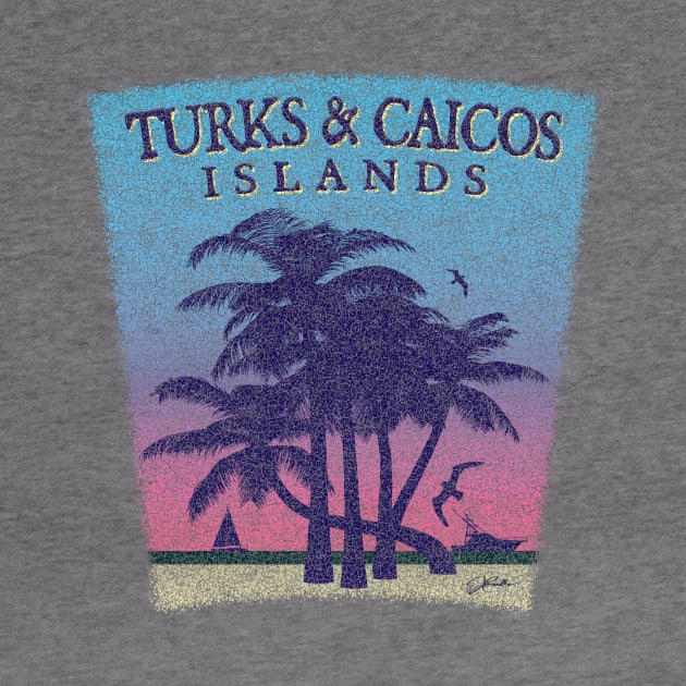 Turks & Caicos Palm Trees Beach Scene (Distressed) by jcombs